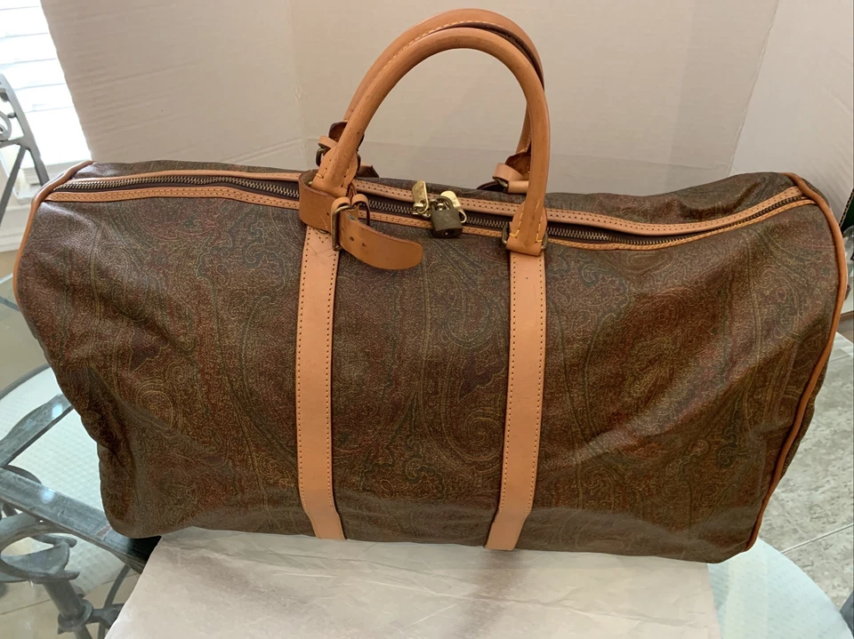 Bolso de Lona Etro Borgoña Cachemira Grande Boston De Colección Muy Buen Cerradura y Llave Foto 2 de 4