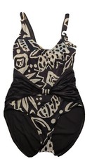 Vintage Rose Marie Reid Women's SZ 16 Black and White Floral One Piece Swimsuit