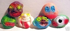 Vintage 6 Old Assorted Ghoulie Monster Head Gumball Machine Vending Toy