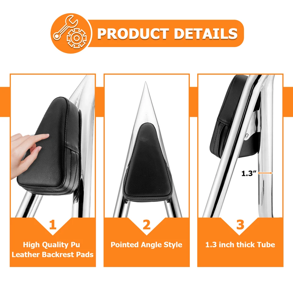 Barra Sissy de respaldo MOFUN 23" para Harley Fat Boy, Springer Softail, tren nocturno Foto 3 de 4