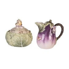 Fitz and Floyd Fattoria Sugar and Creamer Set, 5.8 x 5.8 x 5.5 " NIB  