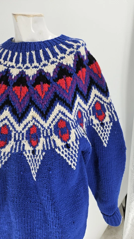 Suéter para hombre Marsh Landing mediano azul lana tejido a mano Fair Isle Foto 2 de 4