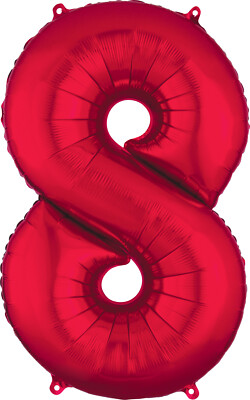 SALE!!!  36'' HUGE shiny RED NUMBER 8 BALLOON - birthday party - SUPERSIZE!