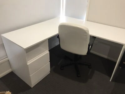 Must Go White Corner Desk With Leather Chair Urgent Corner Desk With White Leather Chair