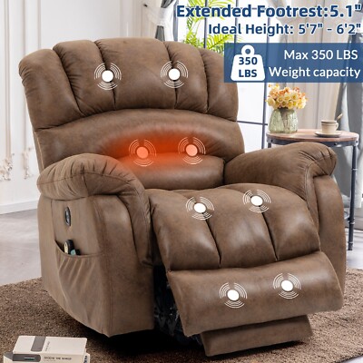 Tall Man Power Lift Recliner Electric Chair with Heat Massage &Extended Footrest