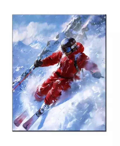 Ski Painting,Ski Print,Skiing Print,Giclée Print,Gifts For Skiing Enthusiasts