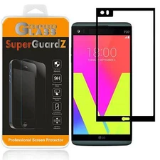 LG V20 Tempered Glass FULL COVER Screen Protector Guard Shield Saver [Black]