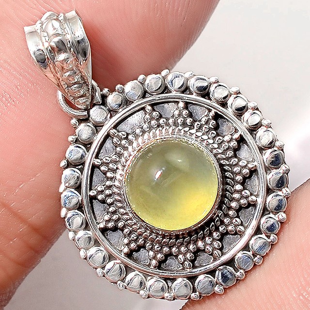 Bali Design Prehnite 925 Sterling Silver Handmade