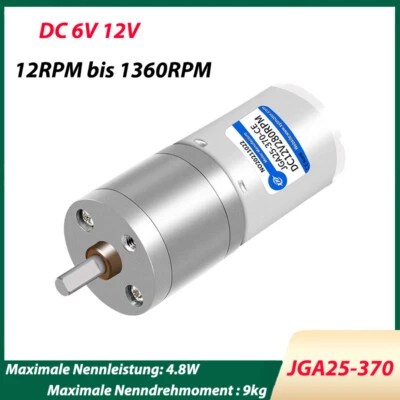 GOOBETTER JGA25-370 Mikro Getriebemotor DC6V 12V Hohe Drehmomente Umkehrbar Metallgetriebe