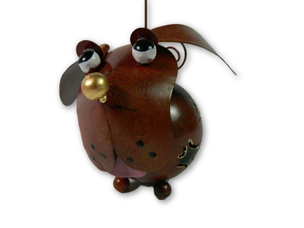 Metal Dog Tea light Candle Holder Hanging Lantern - Bronze Dog