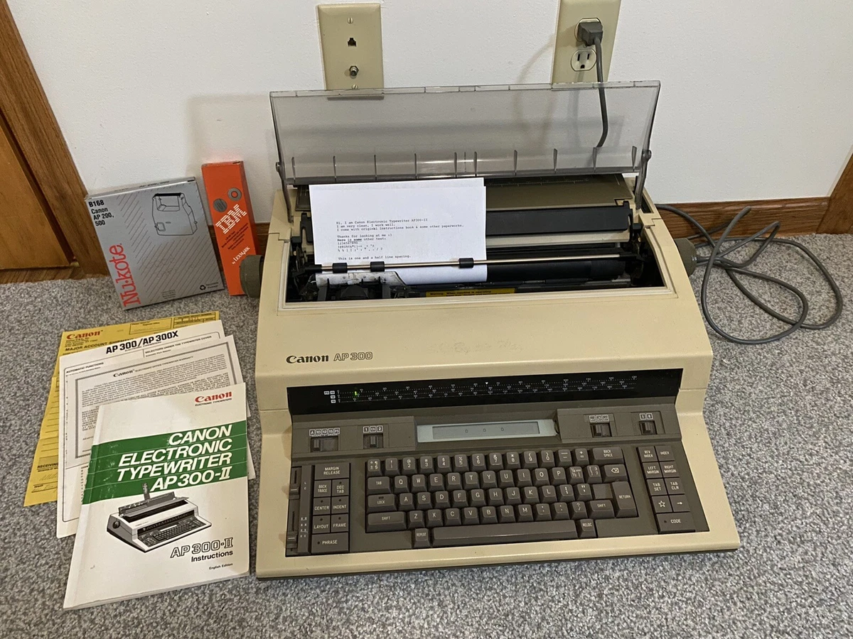 Canon Office Electronic Typewriter AP300-II + Manual & Ribbons - Works Great