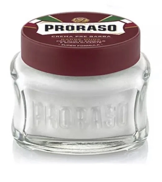 Crema de afeitado Proraso roja pre-post para barbas gruesas sándalo y manteca de karité nueva Foto 2 de 4