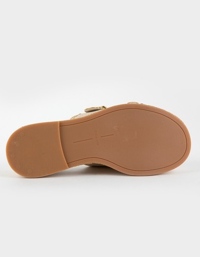 Dolce Vita -Wanika Sand Nubuck Leather Raffia Buckled Slide Sandals 9.5 $140 MSR - Picture 5 of 6