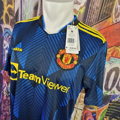 Adidas Manchester United Jersey Mens Medium Blue/Yellow GM4616 NWT (A58) - Picture 2 of 7
