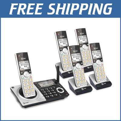 Cordless Phone Set with Smart Call Blocker, 5 Handsets, and Intercom Features