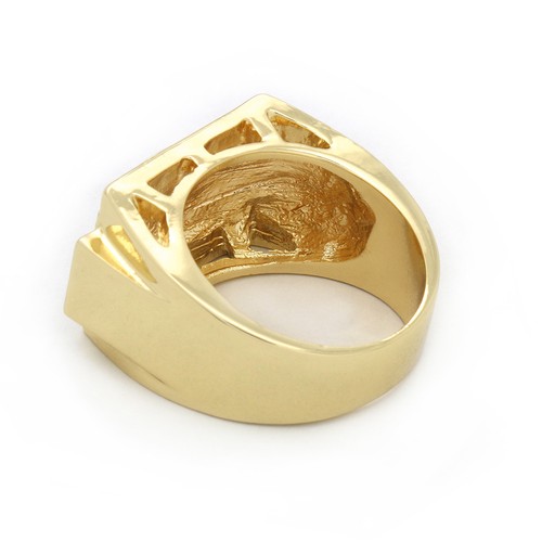 Mens 14k Gold Plated Hip Hop Style Square Ring Cubic-Zirconia - Picture 5 of 6
