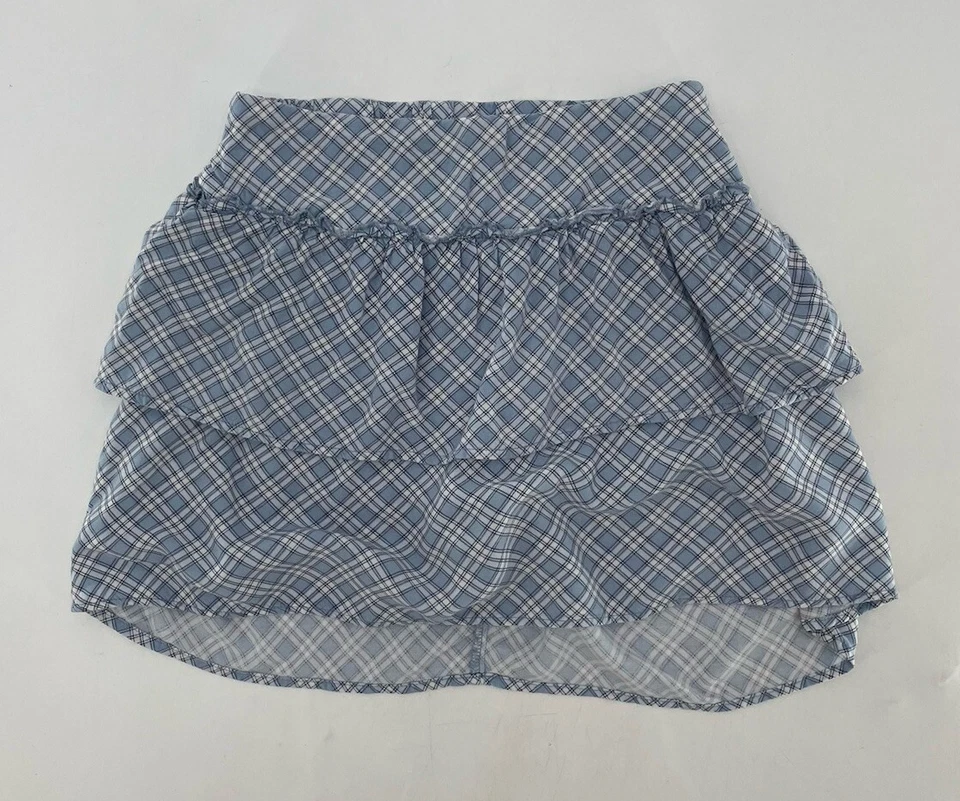 Minifalda corta con estampado a cuadros azul en capas de Abercrombie para niños y niñas talla 9/10 Foto 3 de 4