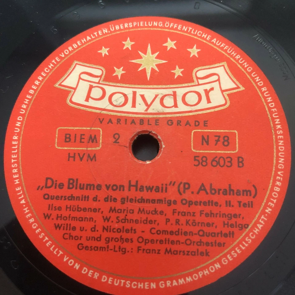 P. Abraham ~ Die Blume von Hawaii - 78 RPM - Bild 2 von 2