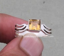 Citrine Gemstone Ring 925 Sterling Silver Band Ring November Birthstone Ring