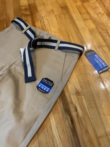 Nautica School Uniform Kahaki Pants Belted NEW Sz 10 Boys - Picture 2 of 8