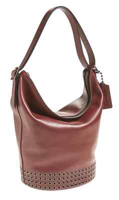 NWT Coach Bleecker Leather Grommets Duffle Gunmetal Brick F32392
