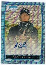 2012 Bowman Chrome Adam Conley Auto #d /50 Blue Wave Refractor RC Miami Marlins 