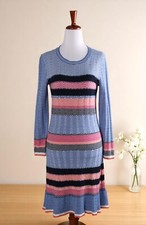 TANYA TAYLOR $395 Zig Zag Ribbed Knit Scoop Neck Sweater Dress Size Small