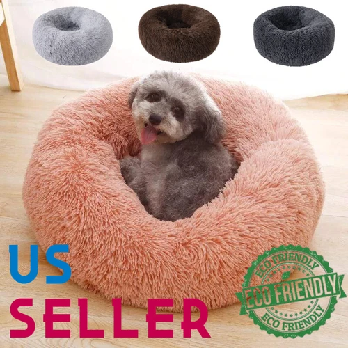 Calming Fluffy Pet Bed | Anti-anxiety Cat Bed | Donut Round Dog Bed | Pet Nest - Picture 1 of 11