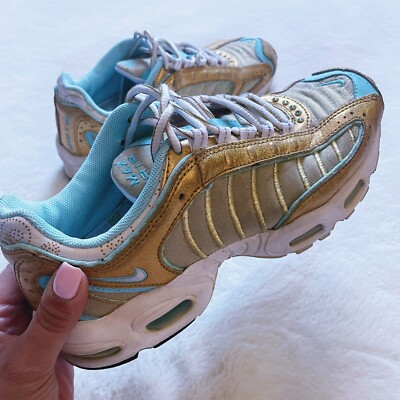 Nike Airmax Tailwind 4 Gold Metallic Teal Rhinestone Y2K Women's Size 9