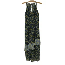Pea in a Pod | Dress Maternity Floral Sleeveless V Neck Blue Maxi- Size Small