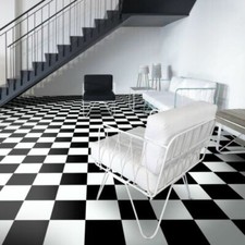 Inspire Modena 901 -Black&White Tile Vinyl Sheet Flooring-Free Delivery