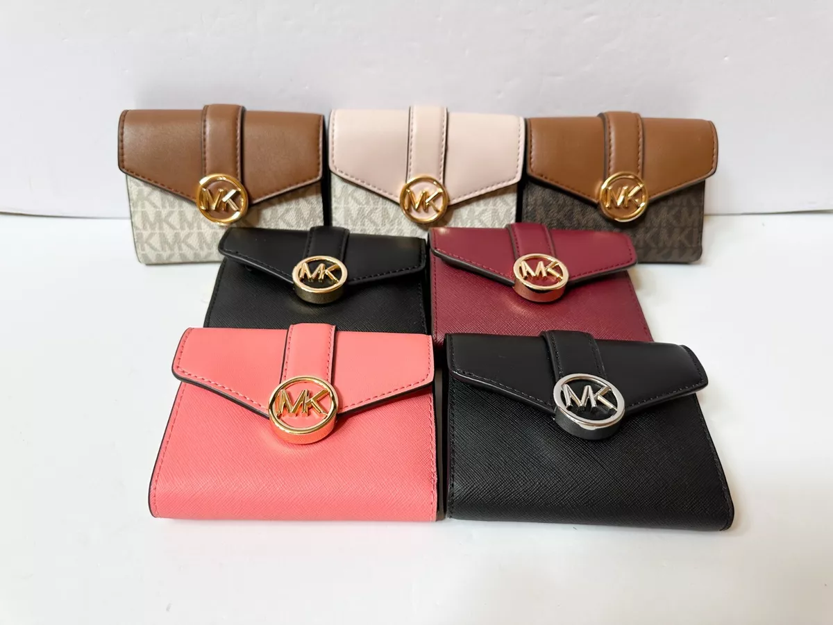 Michael Michael Kors Bags | Michael Michael Kors Carmen Medium Faux Leather Wallet Grapefruit | Color: Gold/Pink | Size: Os | Raesplace8's Closet