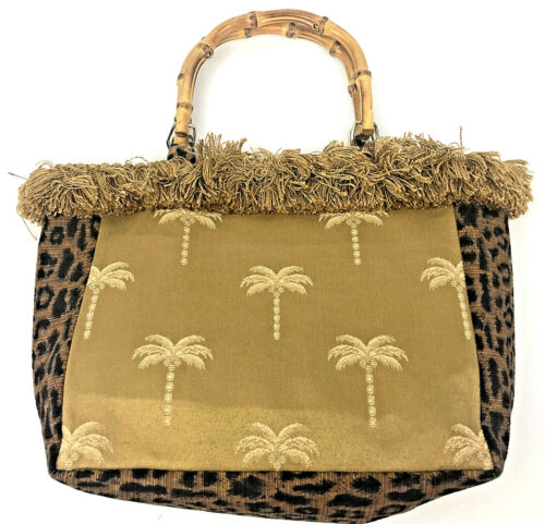 PURSE TROPICAL TOTES PALM BEACH FL BAMBOO HANDLES… - image 1