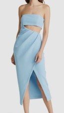  395 Misha Women's Blue Medora Strapless Asymmetric Cut-Out Dress Size 8