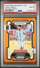 2026 PANINI PRIZM MONOPOLY FIFA WORLD CUP ORANGE PRIZM LIONEL MESSI 17/149 PSA 8
