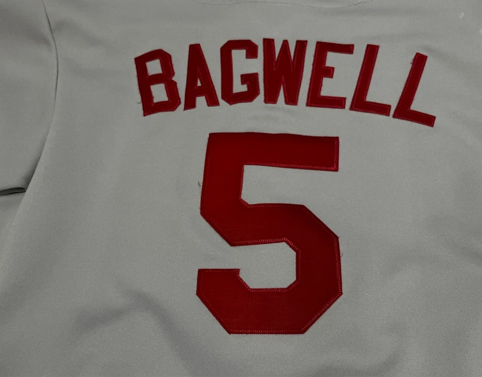 Camiseta deportiva de béisbol Jeff Bagwell 5 Houston Astros para hombre gris con botones L majestuosa Foto 2 de 4