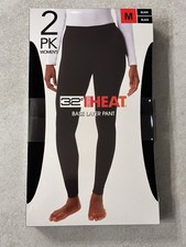 32 Degrees Heat Women's 2-Pack Base Layer Pants, Black, Size M
