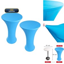 Fhberni 2 Pack 24x43 Lake Blue Round Spandex Table Cover for Party Wedding Bars