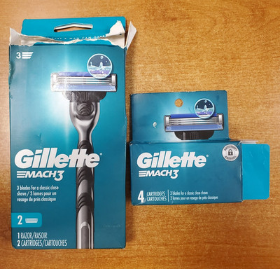 Gillette Mach3 Men's Razor Handle + 6 Cartridges Blade Refills DAMG BOXES E11D