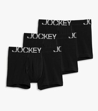 XL Men's Jockey 3-Pack Everyday Active Stretch Boxer Black Underwear - 4" Inse