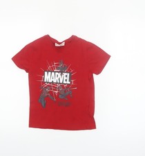 Camiseta gráfica Spider-Man roja Marvel para niños 5-6 años manga corta algodón