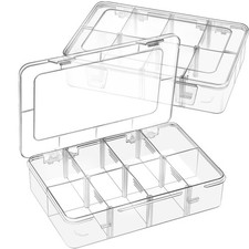 Jutieuo 2 Pack 8 Grids Bead Organizer and Storage, Plastic Small, Clear