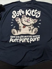 The BIG BANG THEORY™ "Soft Kitty" Navy Blue T-Shirt Adult XL  Cat Sheldon
