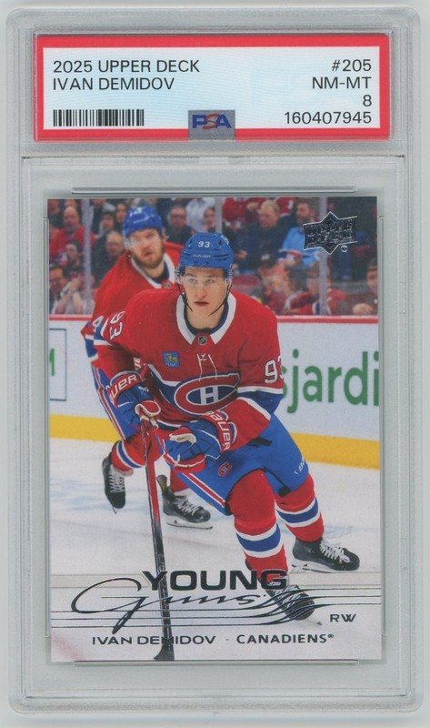 2025 Upper Deck #205 Ivan Demidov Rookie Young Guns PSA 8