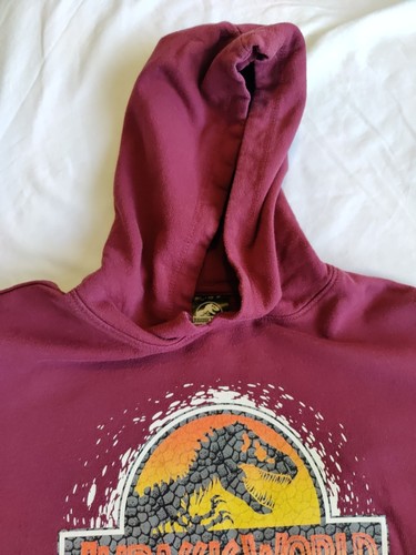 Jurassic World Logo Maroon Hoodie Boys Large Dinosaur Sweatshirt Raptors Dino L - Picture 2 of 9