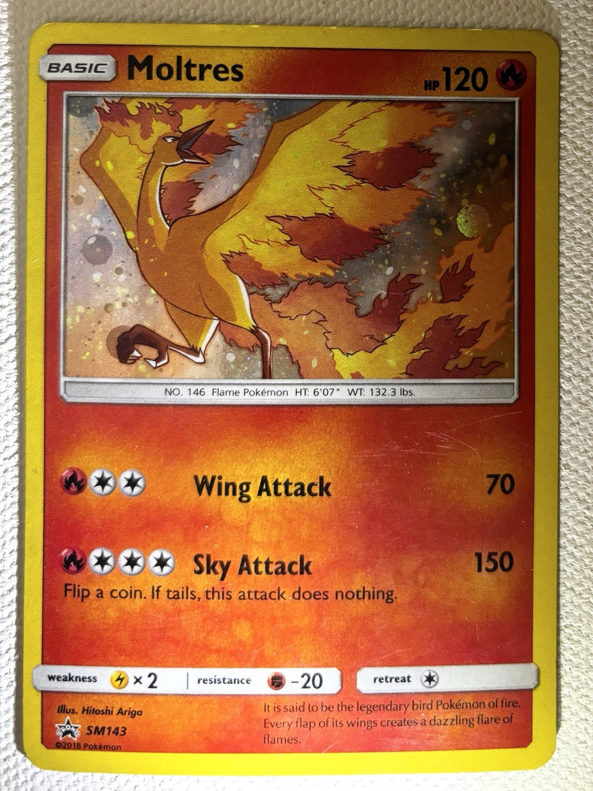Moltres SM143 SM Holo Promo 120HP Basic Pokemon TCG Card EN 2018