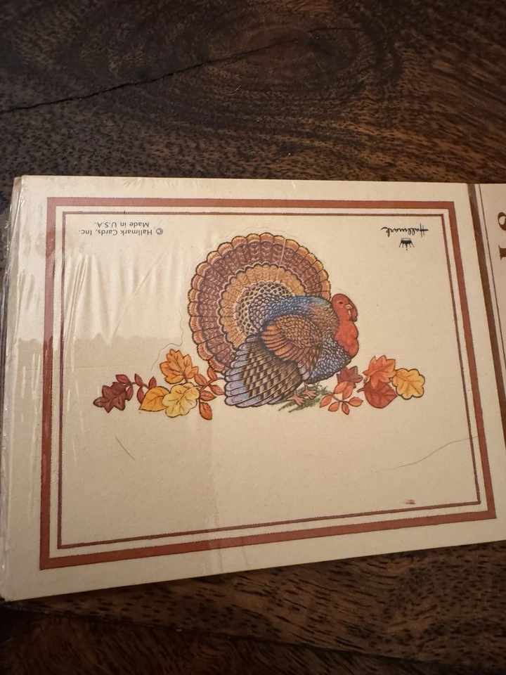 Vintage Hallmark Thanksgiving Place Cards 8 Cut Out Turkey Retro New - Image 2 of 4