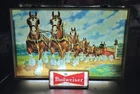 Vintage 1950s Budweiser Beer Lighted Sign Clydesdale Horse Team