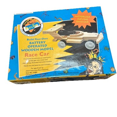 Build-Your-Own Battery Operated Wooden Model Race Car kit by Sunmate Corp 1999.