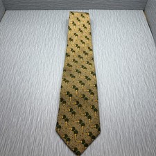 Brooks Brothers Horse Bit Equestrian Silk Tie Gold Green USA Made Classic